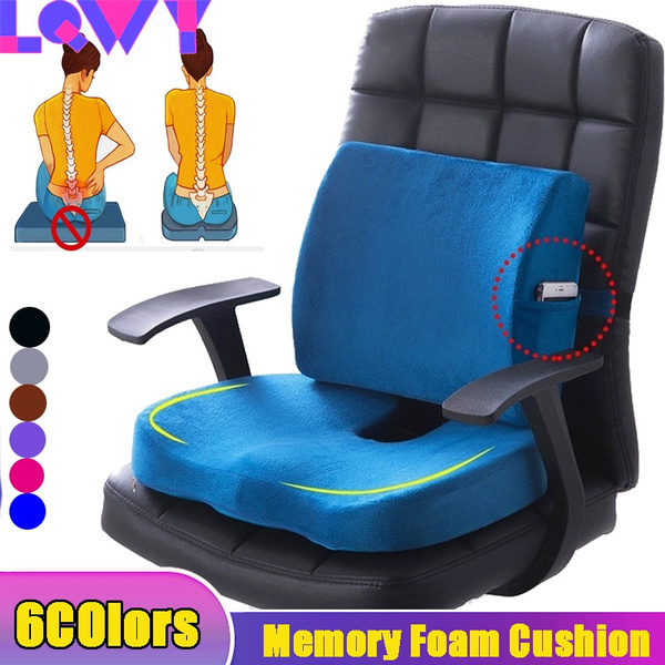 Memory Foam Seat Pain Relief Chair Cushion Lumbar Back Support