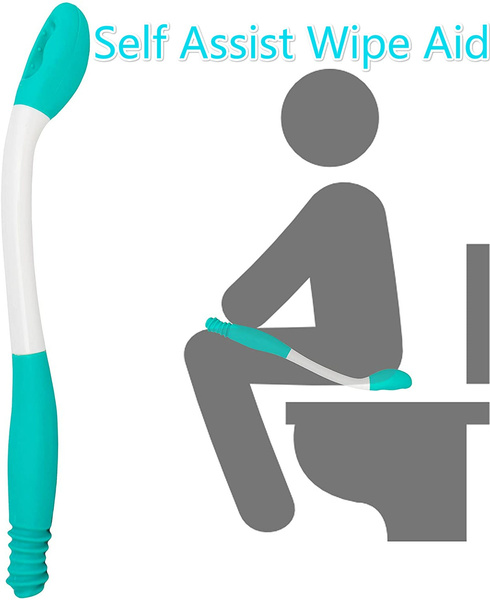 Set di 4 accessori per WC per pulire il fondo, spugna con manico lungo, bottiglia per bidet, tergicristalli inferiori per disabili, sovrappeso e anziani
