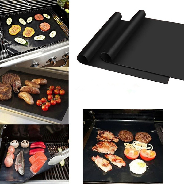 BBQ Grill Mat Easy Grilling Bake Nonstick Mats, Black