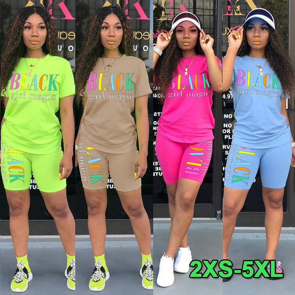 Black Girl Magic Women's Two Piece Sets Lovely Short Sleeve Shirts