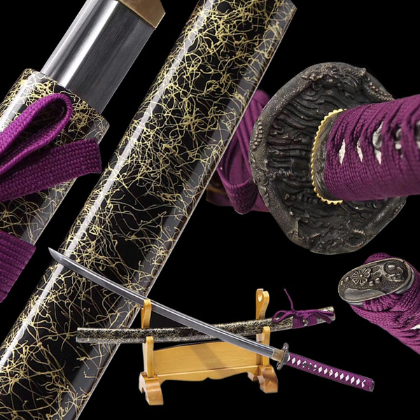 1060 CARBON  STEEL SHARP JAPANESE SAMURAI SWORD KATANA purple BLADE SAYA 