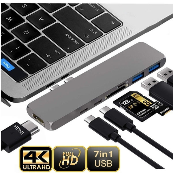 2020 NEW 7in1 USB-C Hub Dual Type-C Multiport Card Reader Adapter 4K ...