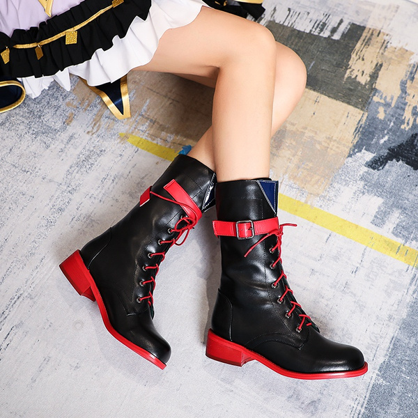 Anime Boots 6  Red Combat Boots  Anime Custom Shoes Vegan  ACES INFINITY