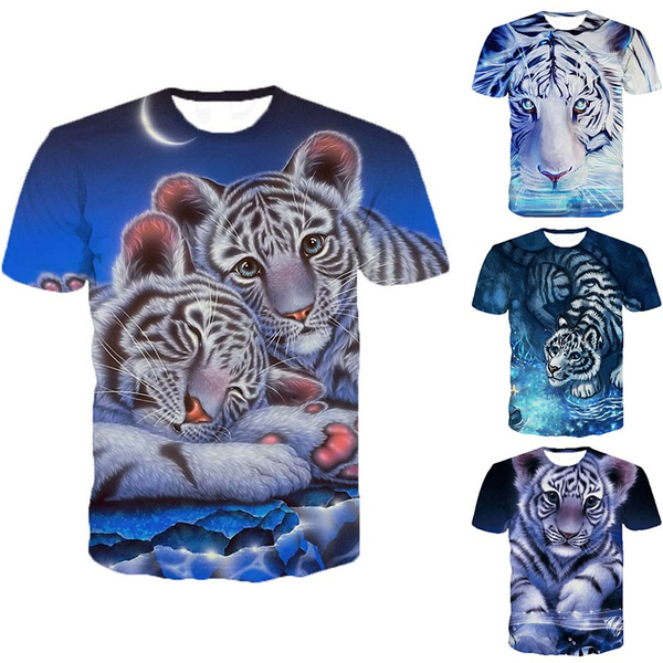 Extended Sizes Men Plus Tiger Print Shirt