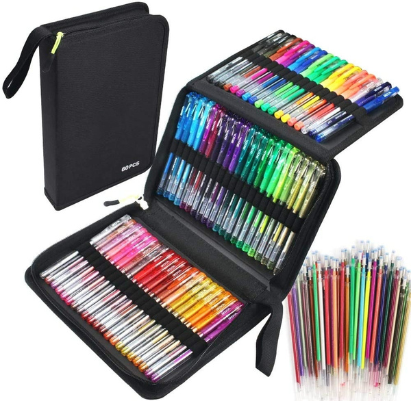 Glitter Gel Pens Set 24 Colored Glitter Pen with 24 Refills for