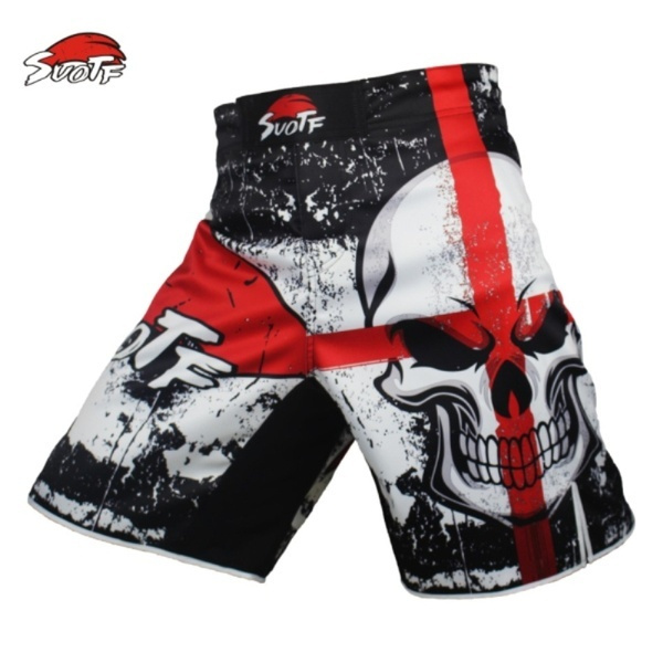 Skull Head Cross Thai Boxing Shorts 