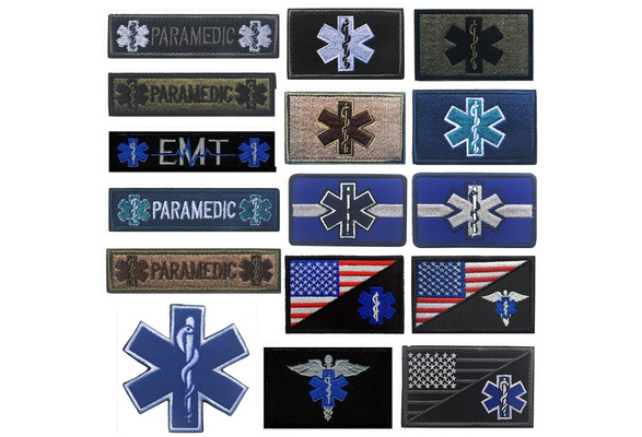 Zcketo 2 PCS EMS EMT Paramedic Medical Patches Tactical Army Gear Hook and  Loop Fastener Embroidered Patch, EMT Star of Life Military Medical Patch