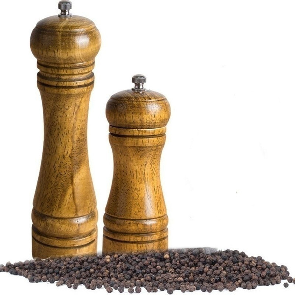 Manual Salt Pepper Grinder Oak Wood Pepper Mill Spice Salt Grinder