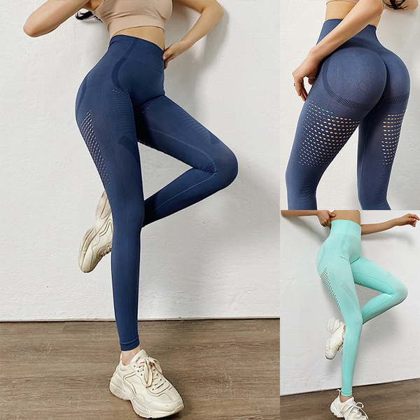 Seamless Tummy Control Yoga Pants Stretchy High Waist Compression Tights  Sports Pants Push Up Running Women Gym Fitness Leggings