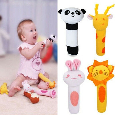 Soft Sound Animal Handbells plush Squeeze Rattle For Newborn Baby Fantastic Toy 