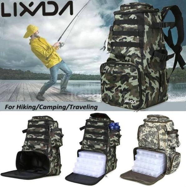 Lixada Fishing Tackle Backpack Bag with 4 Fishing Tackle Boxes  Water-resistant Fly Fishing Pack Outdoor Sports Camping Hiking Backpack