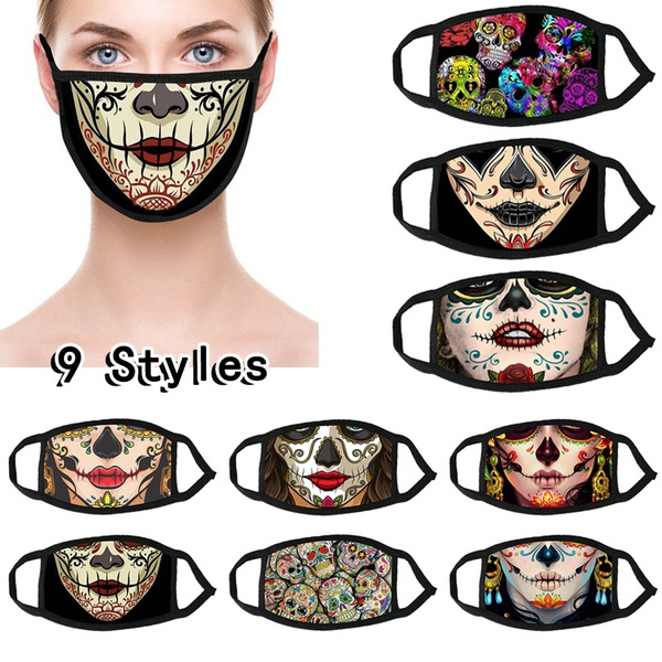 Details about   Mouth Face Mask Washable Reusable Scary Horror Mask Skull Rose Goth Scary Teeth 