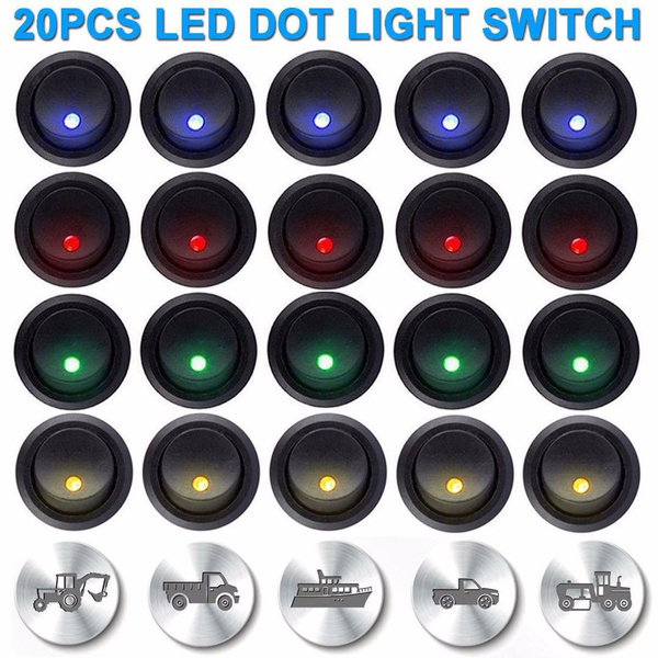 20PCS LED Dot Light 12V Car Auto Boat Round Rocker ON/OFF TOGGLE SPST SWITCH 20PCS LED Dot Light 12V Car Auto Boat Round Rocker ON/OFF TOGGLE SPST SWITCH