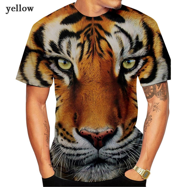 Men's tiger 3d Short Sleeve Clothes Creative Animal Digital O-neck ...
