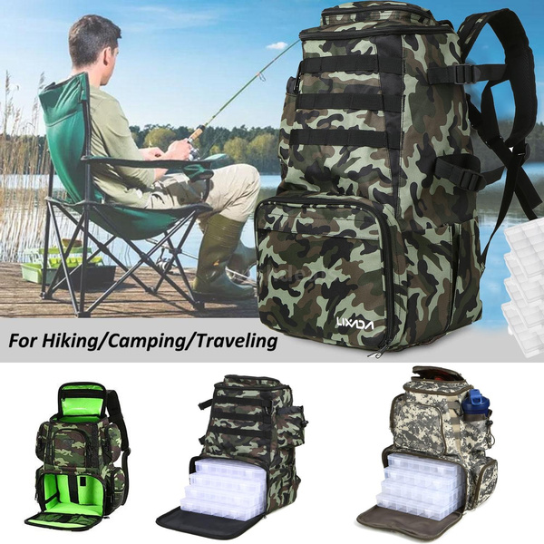 Fishing Tackle Backpack with 4 Tackle Boxes, Rod Holders
