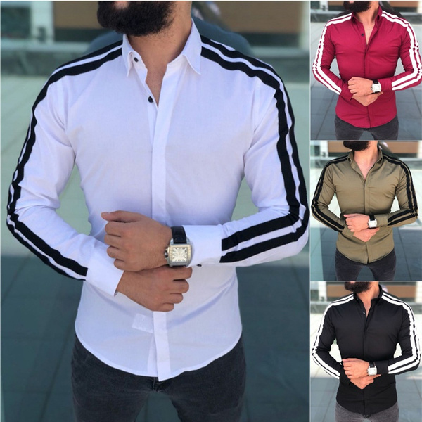 Men Casual Shirt Long Sleeve Luxury 