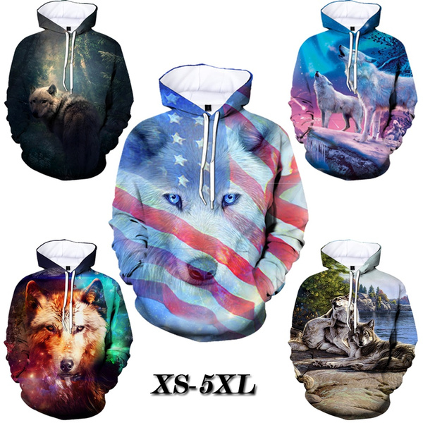 Explosion Models Youth Fashion Casual 3D Printing Wolf Hoodie Men's Trend  Hooded Sweatshirt Hooded Sweater
