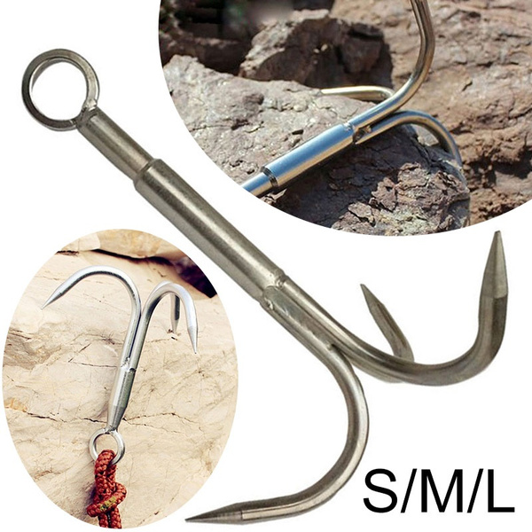 3 Claws Grappling Hook Climbing Survival Carabiner Tool Stainless Steel S/M/L 