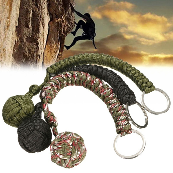 Monkey Fist Chain Keyring Steel Ball for Lanyard Survival Self Defence Outdoor 