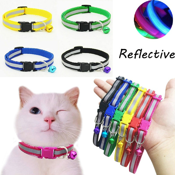 Cute Reflective Cat Collar Safety Buckle Small Dog Puppy Cat Collar with Bell 