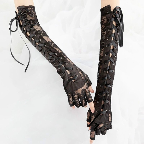 Gothic lace hot sale gloves