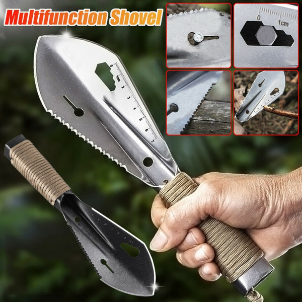 Stainless Steel Multifunction Shovel Portable Trowel Garden Camping Hiking Rule 