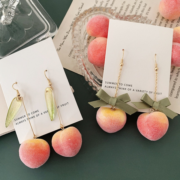 Peach Earrings Fruit Earrings Peach Dangle Earrings Peach 
