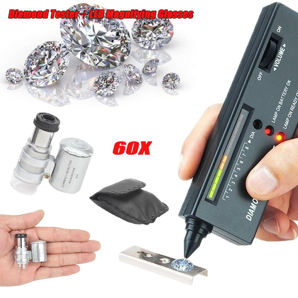 Diamond Gemstone Tester with 60X LED Magnifying Glasses Jewelry ...