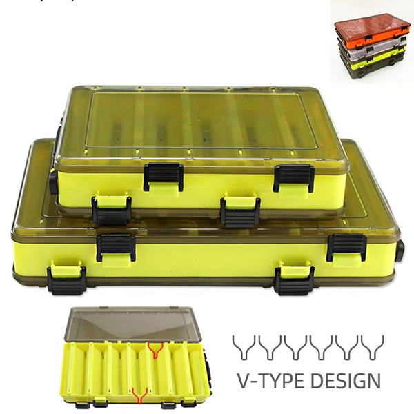10/14 Compartments Lure Fishing Box for Baits Double Sided Plastic Lure  Boxes Fishing Tackle Storage Tackle Box High Strength V Type Design