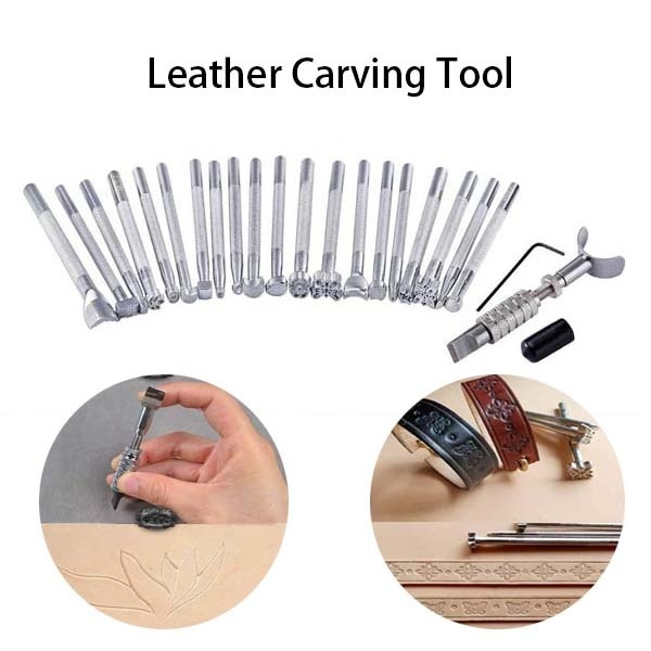 Leather Carving Set 22 Pcs Leather Tool Kit with Leather Stamping Tools  Swivel Knife Leather Working Hammer for Leather DIY Craft