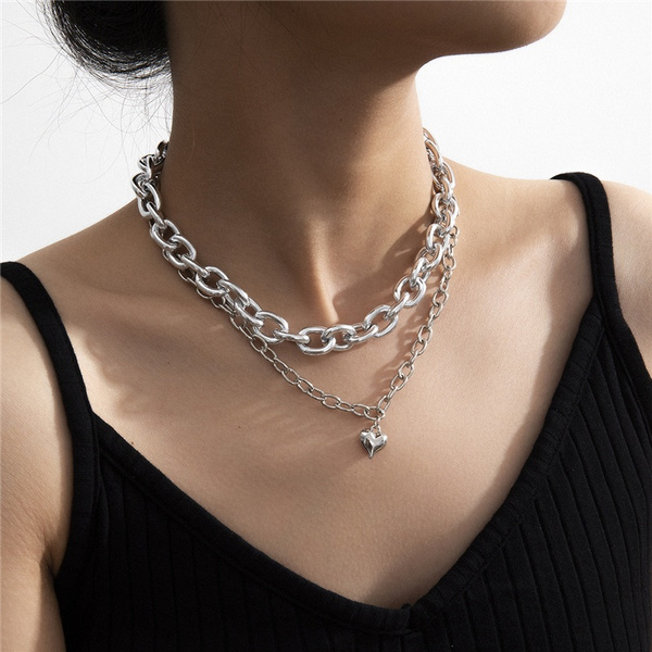 Thick Heavy Metal Choker Necklace Women