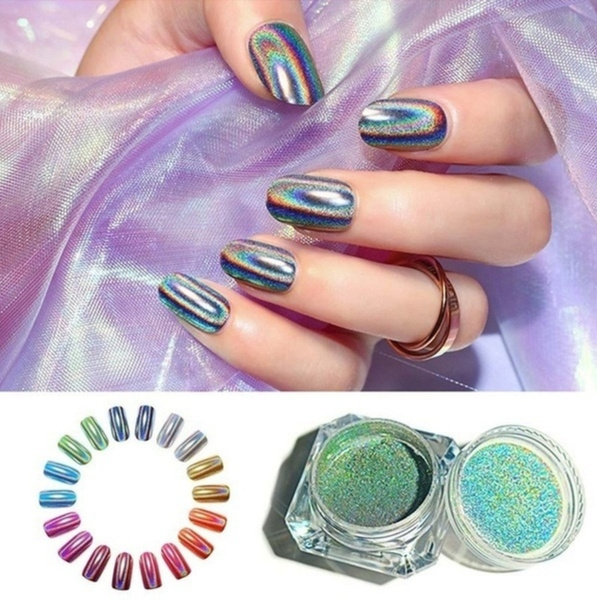 Laser Rainbow Holographic Nail Glitter Dust Manicure Chrome
