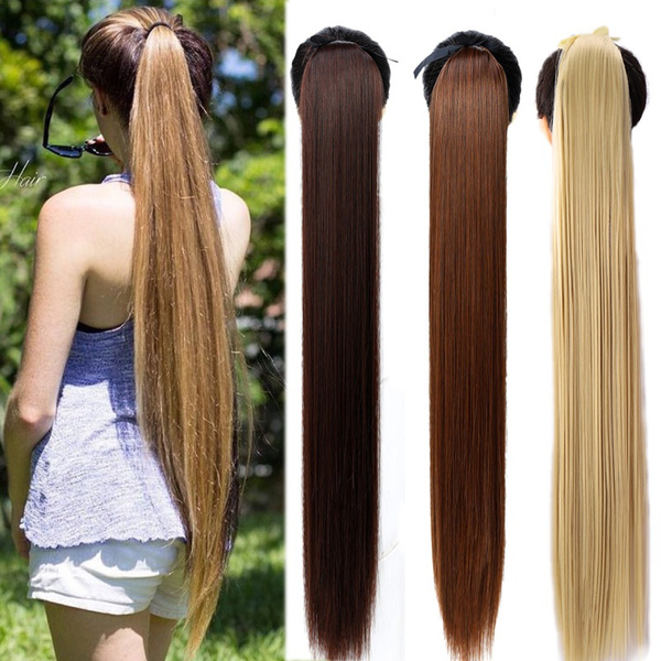 85CM Super Long Straight Drawstring Ponytail Wig Synthetic Ponytail Hair Extension