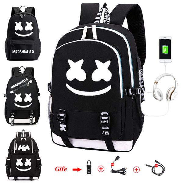 Canvas Waterproof Marshmello USB Anti-theft Laptop DJ Backpack for Men ...