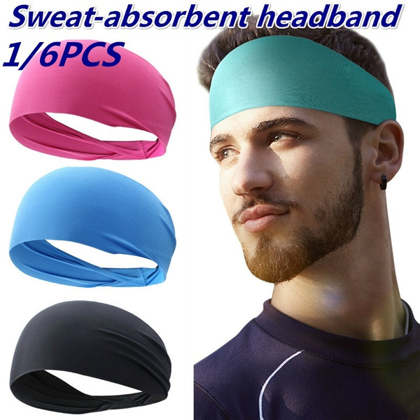 Men Women Wide Headband Quick-drying Yoga Head Bands Fitness Sweat ...