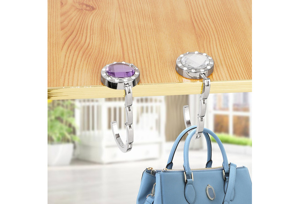 Nickel Plated Folding Portable Purse Hanger with Mirror Blue Crystal Stone  Decoration Metal Folding Purse Hanger Michael Kors Purse Hook Closet Metal  Craft - China Metal Purse Bag Hook Holder for Table