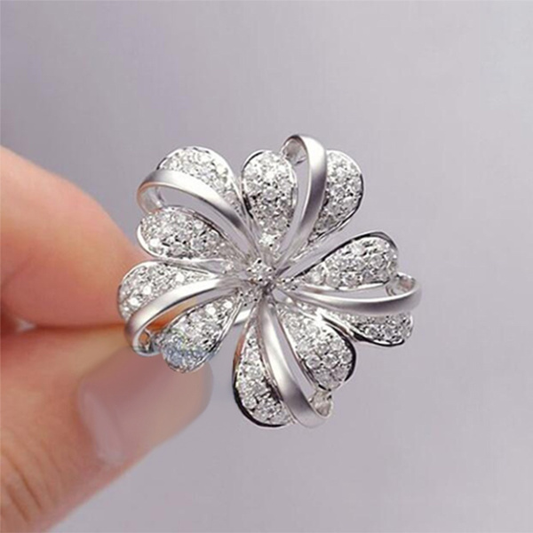 silver flower ring design