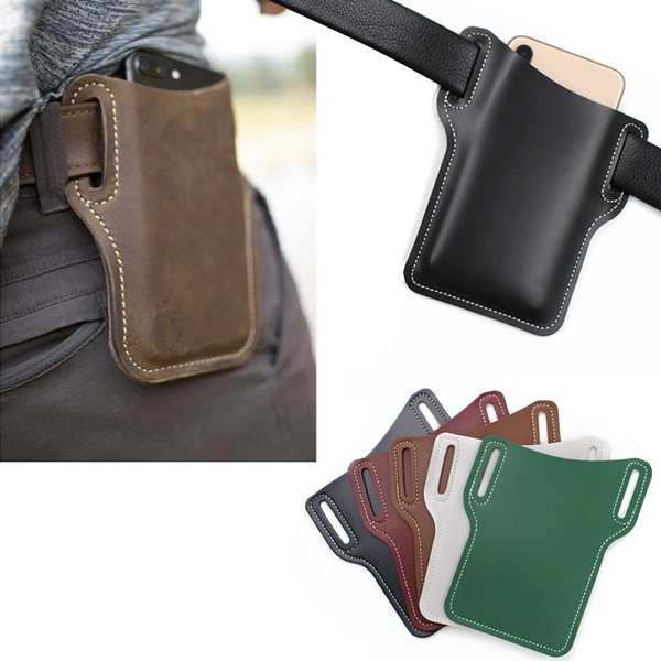 Retro Genuine Leather Waist Bag Cell Phone Holster Case Pouch Belt