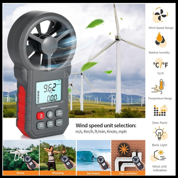 Handheld Air Speed, Temperature, Humidity & Light Meter