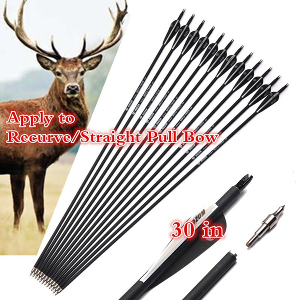 30 inches Spine 500 Carbon Arrow with Black and White Color for Recurve