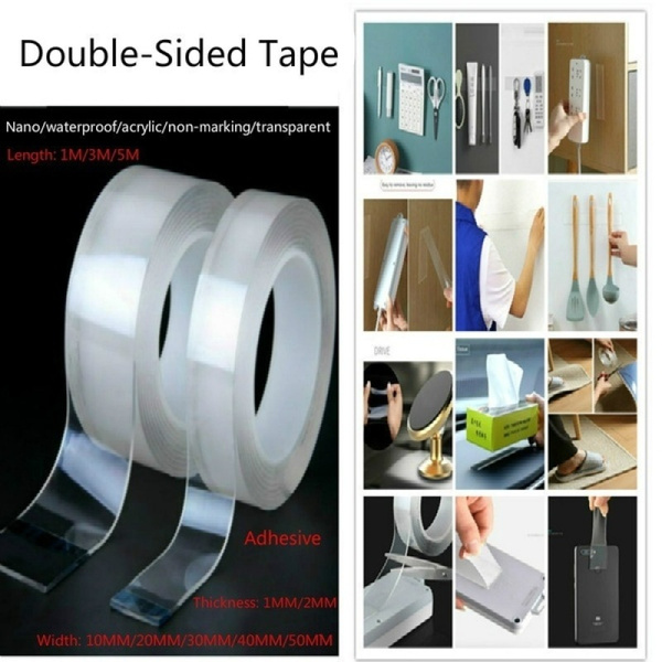 1m 3m 5m Nano Magic Tape Double Sided Tape Transparent Notrace Reusable Waterproof Tape Cleanable Wish