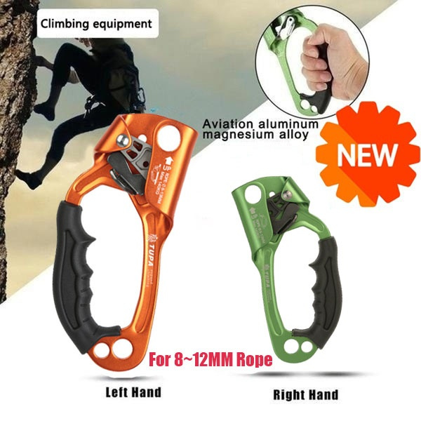 Left/Right Hand Ascender Climbing Equipment for 8-12mm Rope Safety Tool 