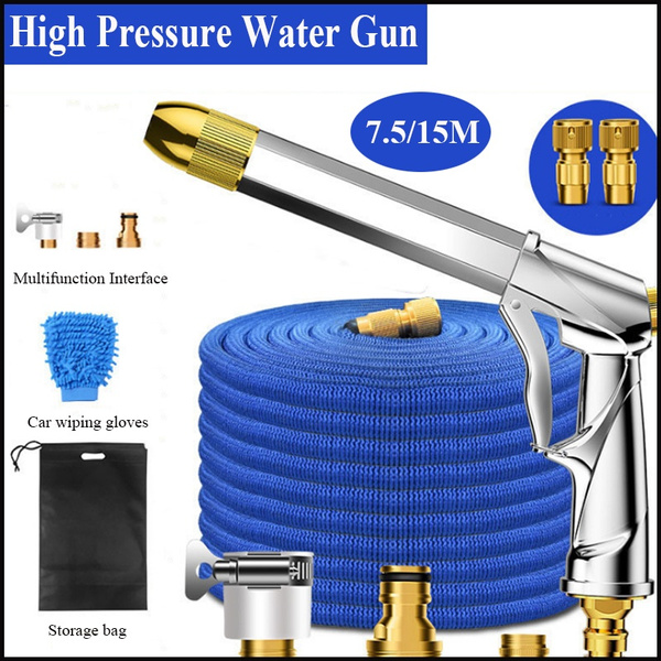 High Pressure Car Washing Water Gun Telescopic Watering Garden Pipe Hose Set
