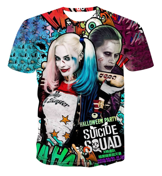 Cosplay Suicide Squad ISEKAI Harley Quinn Joker 3D T-Shirts Adult Kids  Sport Top
