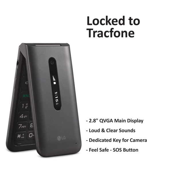 TracFone Carrier-Locked LG Classic Flip 4G LTE Prepaid Flip Phone- Black -  4GB - Sim Card Included – CDMA