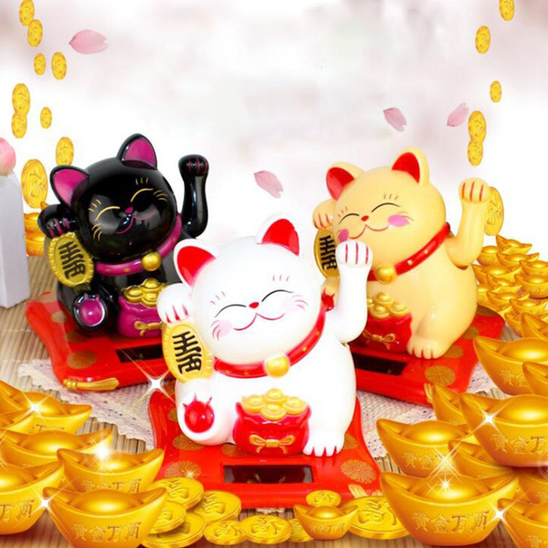 Maneki Neko Muscoloso - Gatto Portafortuna Dorato In Resina, Decorazione Originale Casa/Ufficio, Simbolo Ricchezza 29cm