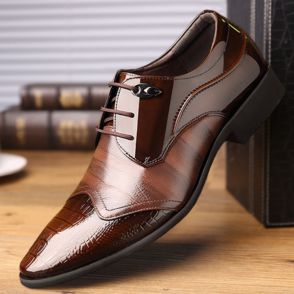Mens Crocodile lace up  dress formal Business Casual Shoes oxford 
