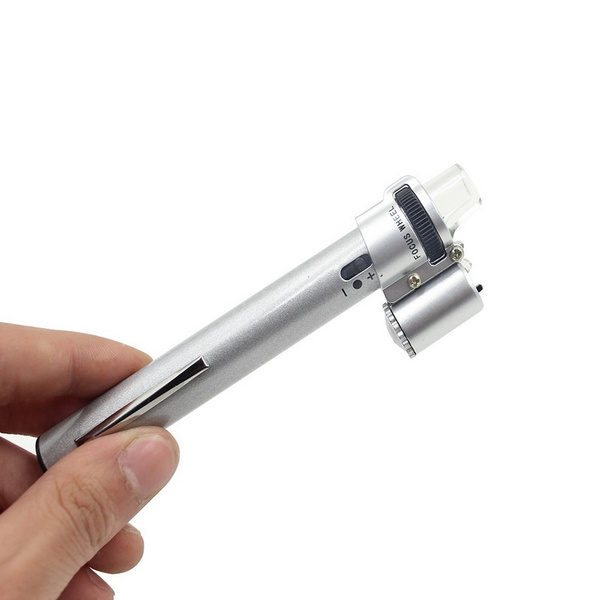 100X Pen Type Adjustable Focusing Portable LED Microscope Mini Magnifier  Magnifying Tool