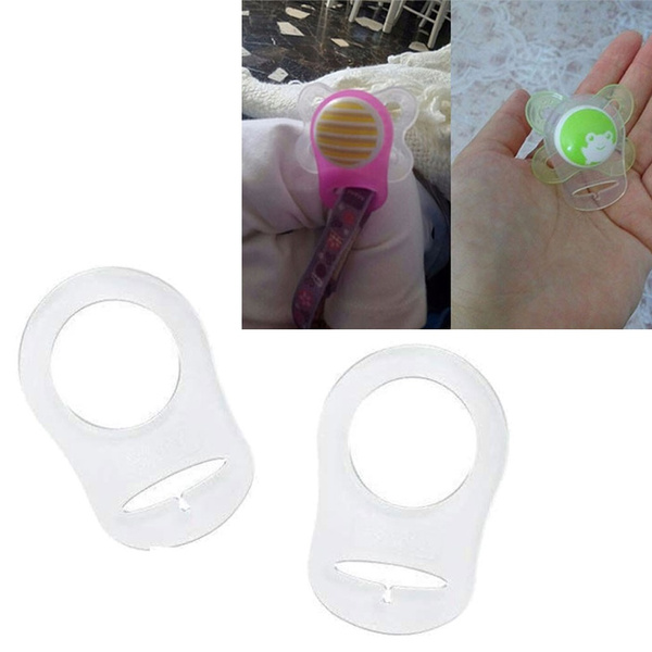 12pcs Transparent Silicone Button Ring Dummy Pacifier Holder Clip