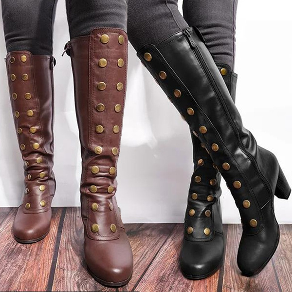 Women Vintage Medieval Boots Retro Cosplay High Martin Boots